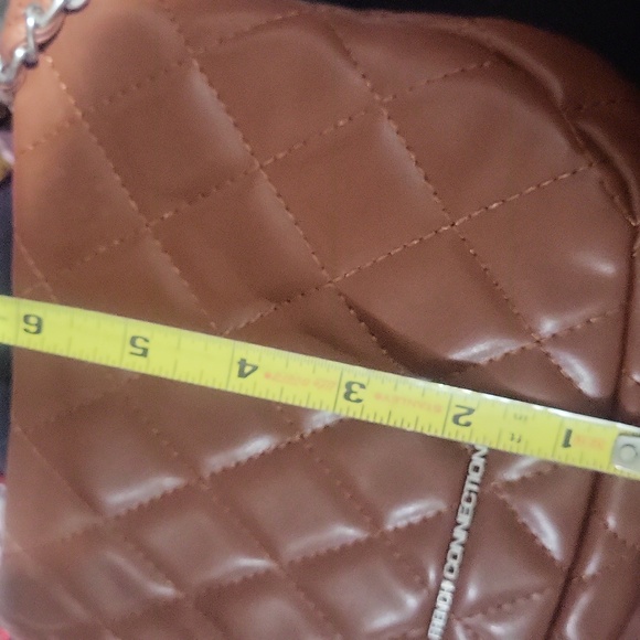 French Connection Quilted Brown Shoulder Bag with Silver Chain - Picture 7 of 7